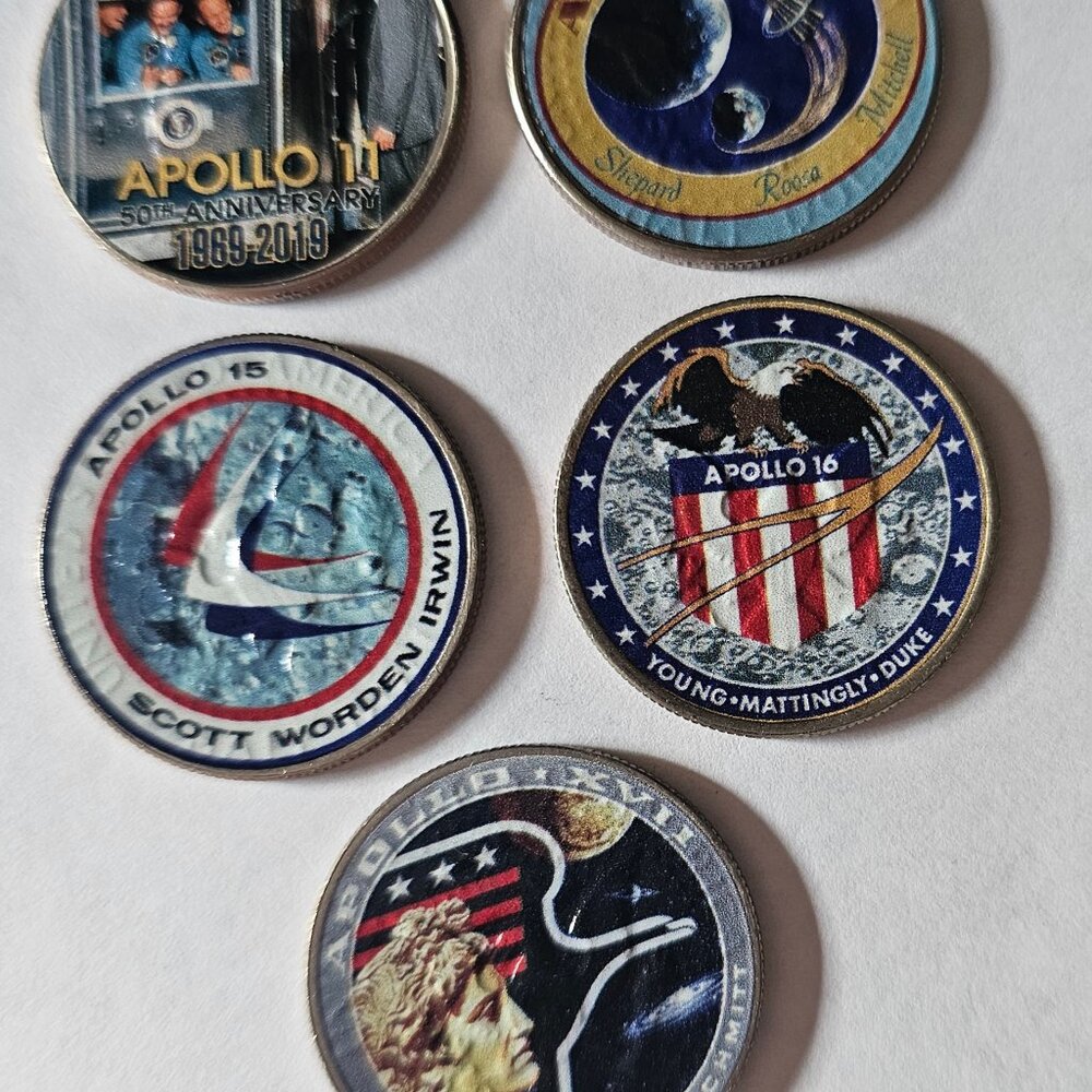 APOLLO Astronauts Crews Colorized JFK Half Dollar U.S. 5-Coin Set NASA Program
